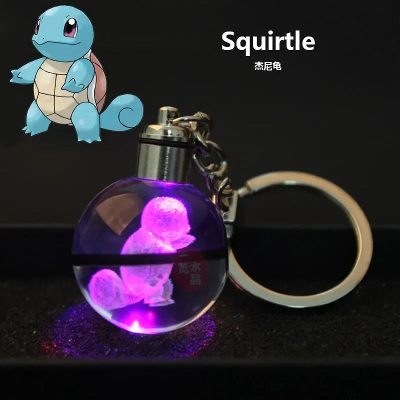 Pokemon Crystal Keychain Snorlax Figures Pikachu Eevee Charizard Mew Eevee Model 3D Engraving Pendant Gift Toy