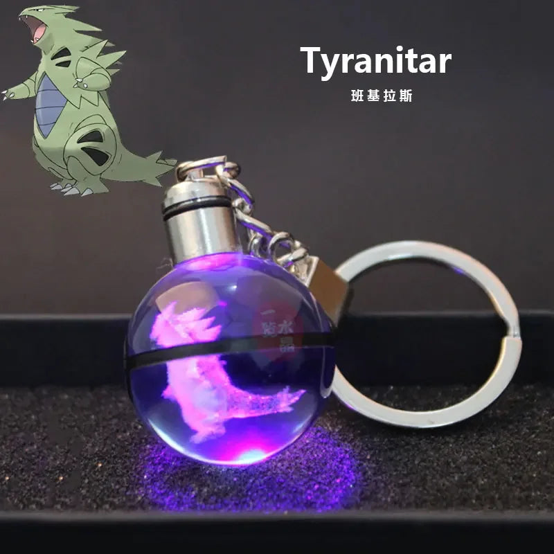 Pokemon Crystal Keychain Snorlax Figures Pikachu Eevee Charizard Mew Eevee Model 3D Engraving Pendant Gift Toy