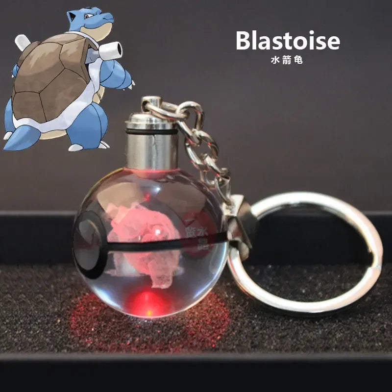 Pokemon Crystal Keychain Snorlax Figures Pikachu Eevee Charizard Mew Eevee Model 3D Engraving Pendant Gift Toy