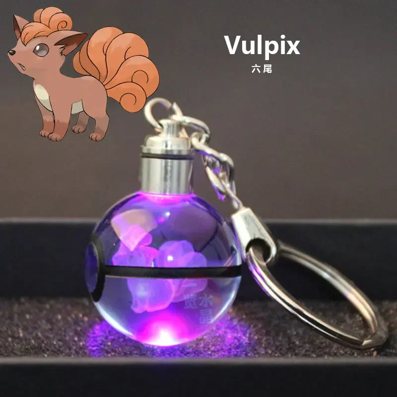 Pokemon Crystal Keychain Snorlax Figures Pikachu Eevee Charizard Mew Eevee Model 3D Engraving Pendant Gift Toy