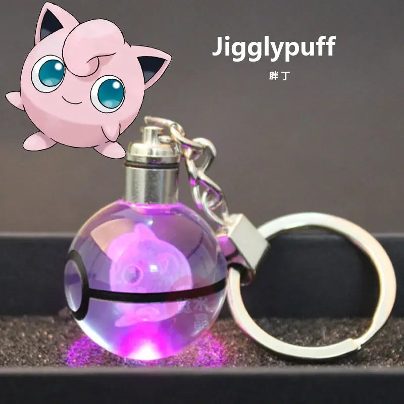 Pokemon Crystal Keychain Snorlax Figures Pikachu Eevee Charizard Mew Eevee Model 3D Engraving Pendant Gift Toy