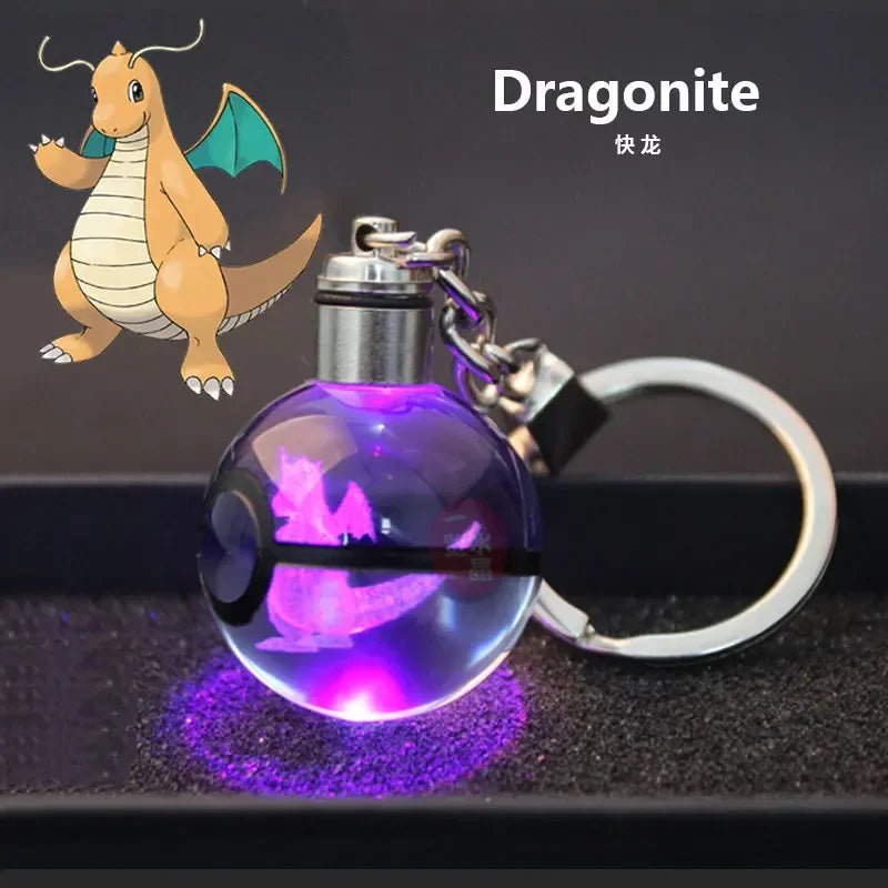 Pokemon Crystal Keychain Snorlax Figures Pikachu Eevee Charizard Mew Eevee Model 3D Engraving Pendant Gift Toy